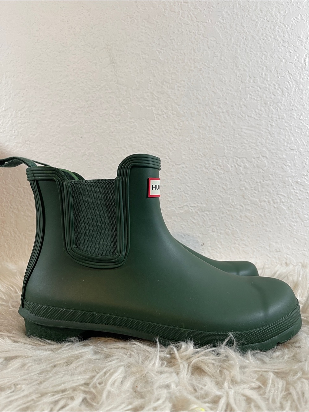HUNTER Original Chelsea Boots Green Slip-On Rubber Ankle Boots Size 10 NEW - Picture 4 of 14
